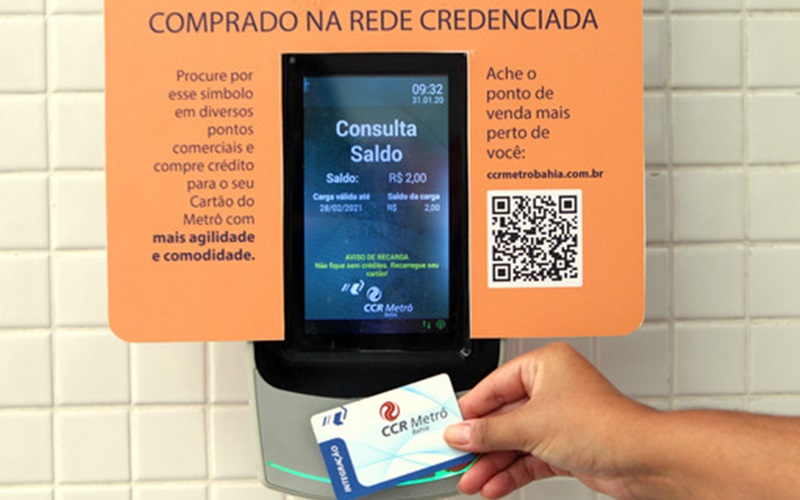 Camaçari agora possui pontos de recarga do cartão CCR Metrô; confira quais são