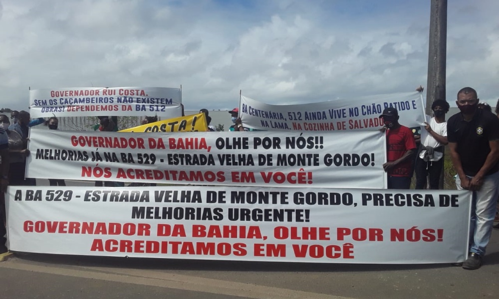 Moradores da orla e zona rural de Camaçari e de Dias d'Ávila protestam pela requalificação da BA-512