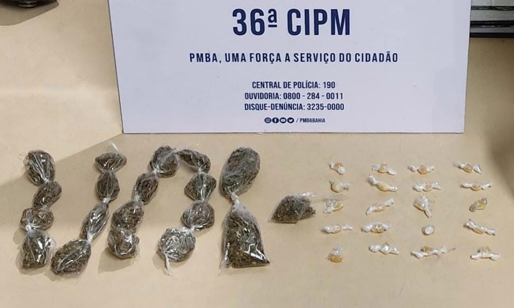 Dupla é presa com 39 porções de drogas no bairro do Bosque em Dias d'Ávila