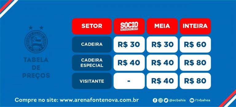 Ingressos para Bahia e Cruzeiro já estão à venda