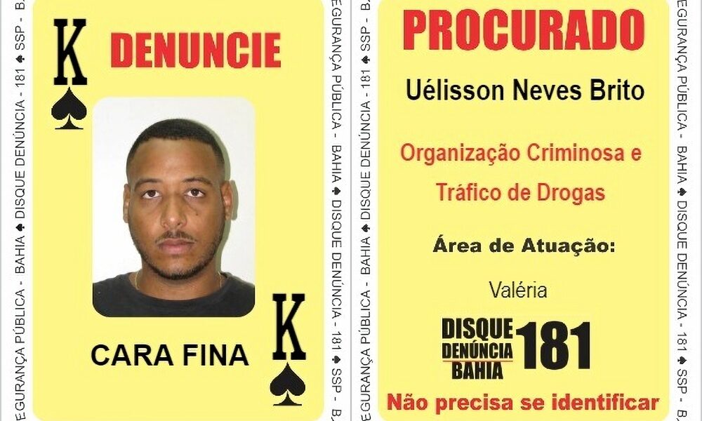 Com atuação em Valéria, procurado por organização criminosa e tráfico é inserido no Baralho do Crime