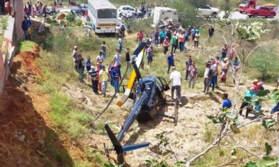 Helicóptero com deputado federal João Bacelar e Marcinho Oliveira cai em Monte Santo