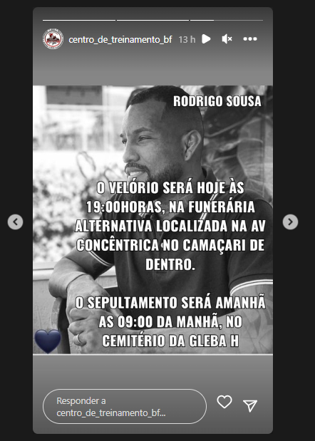 Sepultamento de Rodrigo Sousa, professor de boxe, será no cemitério da Gleba H