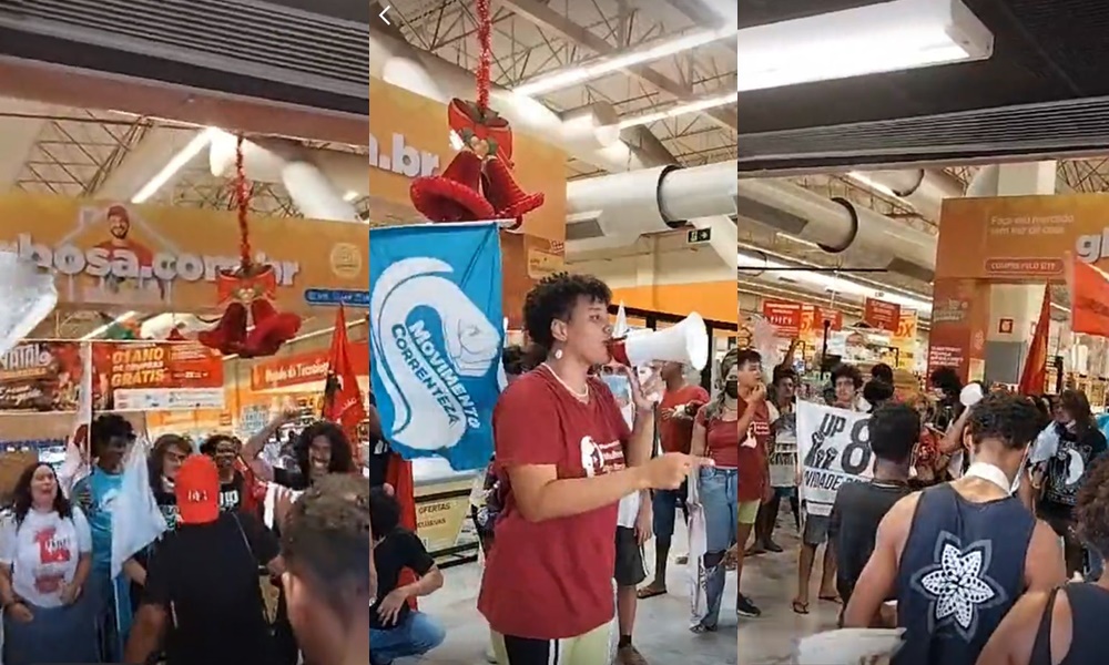 Em campanha do Natal sem Fome, movimento social ocupa supermercado de Salvador