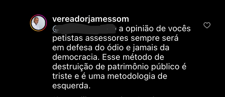 Apoiador de Bolsonaro, Jamessom afirma que ataques golpistas foram promovidos por "infiltrados"