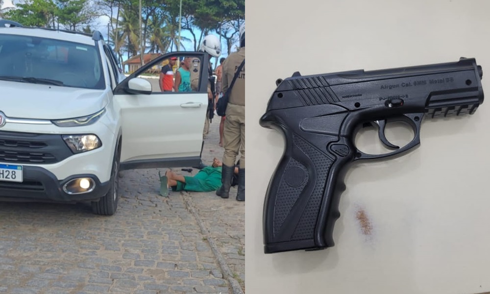 Polícia frustra assalto, recupera veículo e prende criminoso com pistola falsa na Praia de Buraquinho