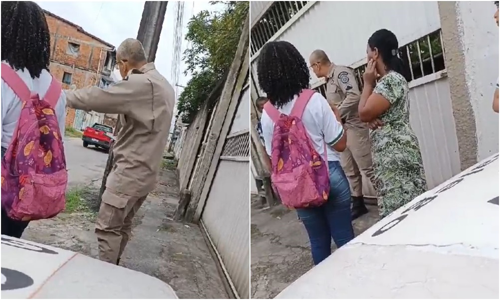 Policial militar é flagrado hostilizando estudante em Camaçari; veja vídeo