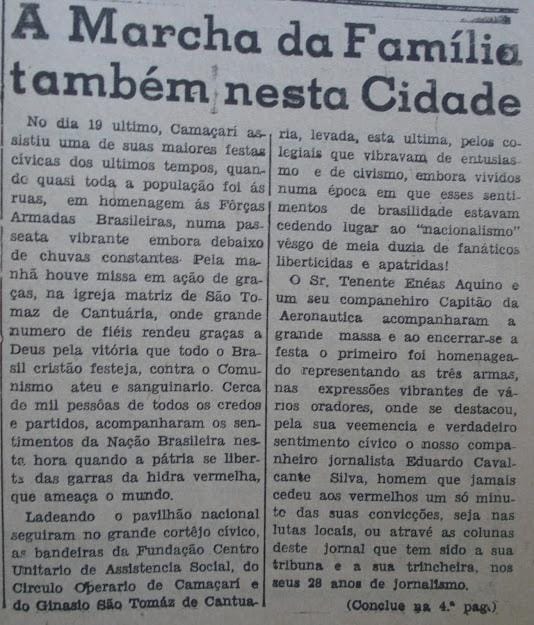 Ditadura: há 60 anos, Camaçari era palco de disputas e tensões